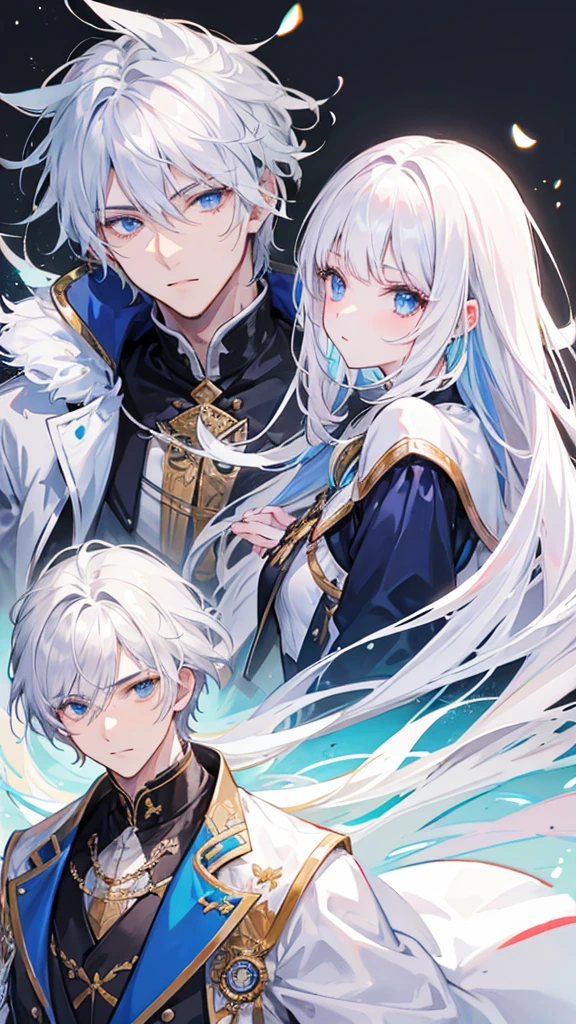 1 handsome girl with white hair, men's clothes, wearing a black hat