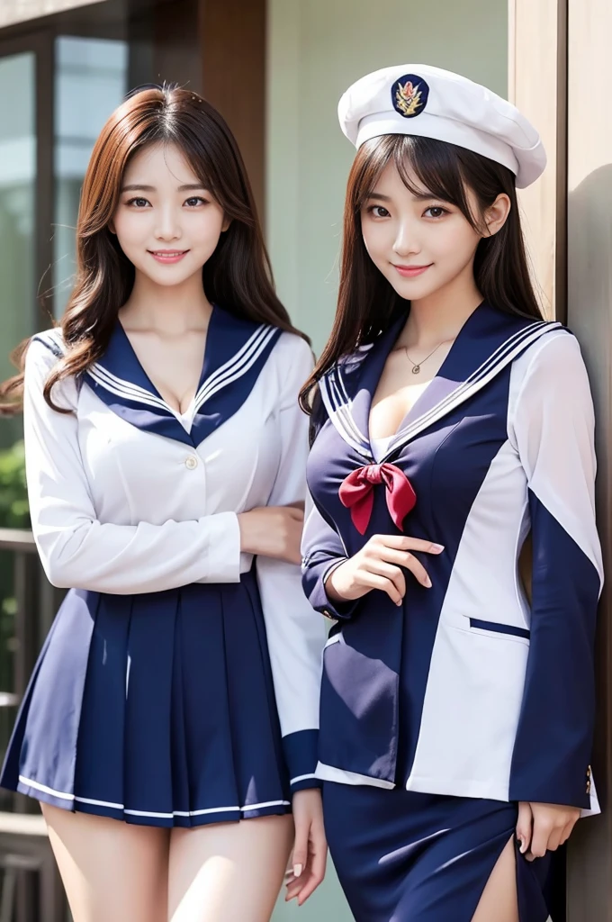 Sexy women、Multiple women、High-quality images、Full body image、Beautiful thighs、Korean women、A mocking smile、Low - Angle、Beautiful eyes、Arrogant woman、Cute Face、Long, slender legs、Sailor suit、Cleavage、Confident woman、Dominant Femdom、The winner is a woman、Contemptuous gaze