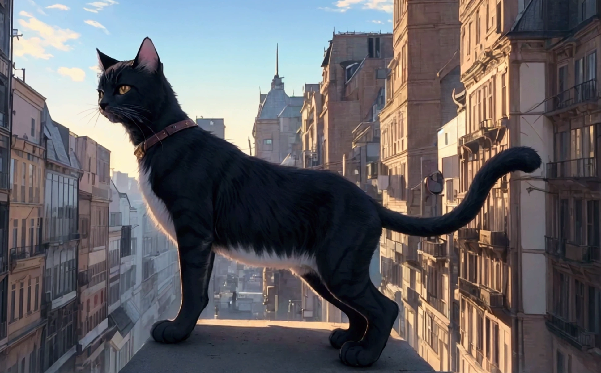 score_9,(best quality,4k,8k,highres,masterpiece:1.2),a ultra-gigantic cat lying on a building, crowd, city, from below, cinematic angle, anime, ultra-detailed,vivid colors,