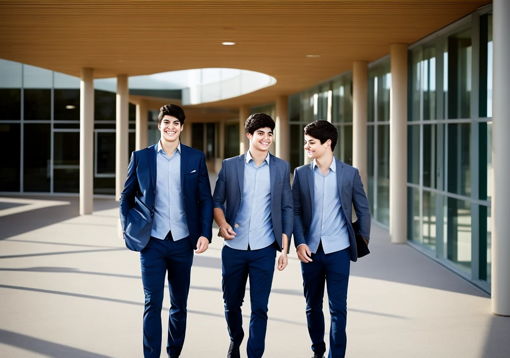 Alex and his friend walking out of a brightly lit college library, the camera capturing Alex's relieved yet bewildered expression. The atmosphere is now normal, with the last faint echoes of whispers."