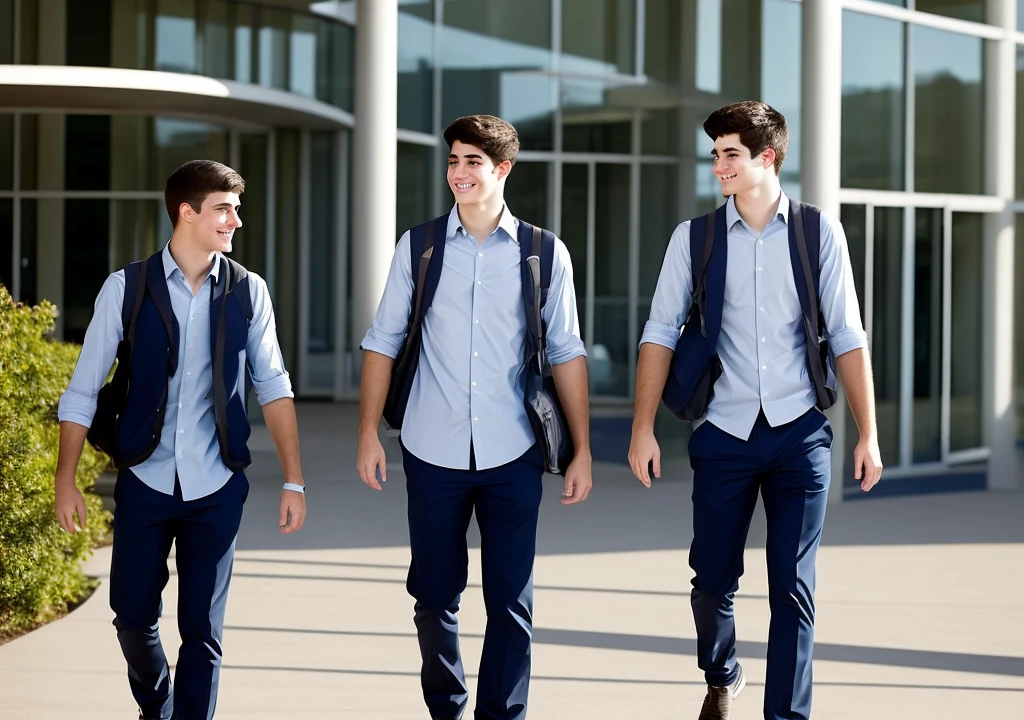 Alex and his friend walking out of a brightly lit college library, the camera capturing Alex's relieved yet bewildered expression. The atmosphere is now normal, with the last faint echoes of whispers."