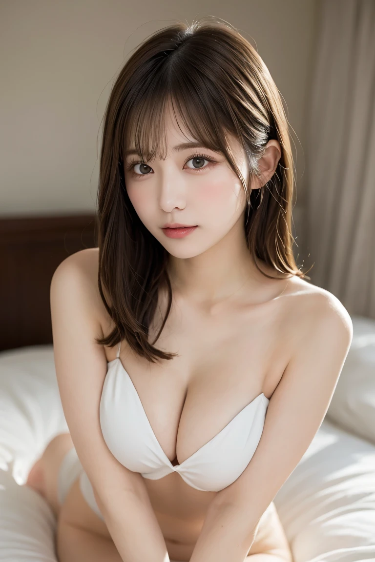 Hot spring inn guest room futon, Highest quality, shape, Very detailed, In detail, High resolution, 8k wallpaper, Perfect dynamic composition, Beautiful details,  Natural Lip, naked、全naked 乳首もまんこも丸見え, Big Breasts, Cleavage, 彼女はnakedで大胆に脚を開いてマスターベーションしながら 恥ずかしそうな顔.., A masterpiece of the whole body, Side Short