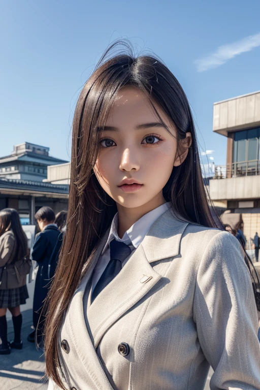 (Ultra quality:1.2), (Ultra detailed:1.2), (Ultra detailed clothes:1.2), (Ultra detailed face:1.2), (Ultra detailed eyes:1.2), (Ultra detailed body:1.2), (Ultra detailed weapons:1.2), young girls, japan , different hair colors, school in the background