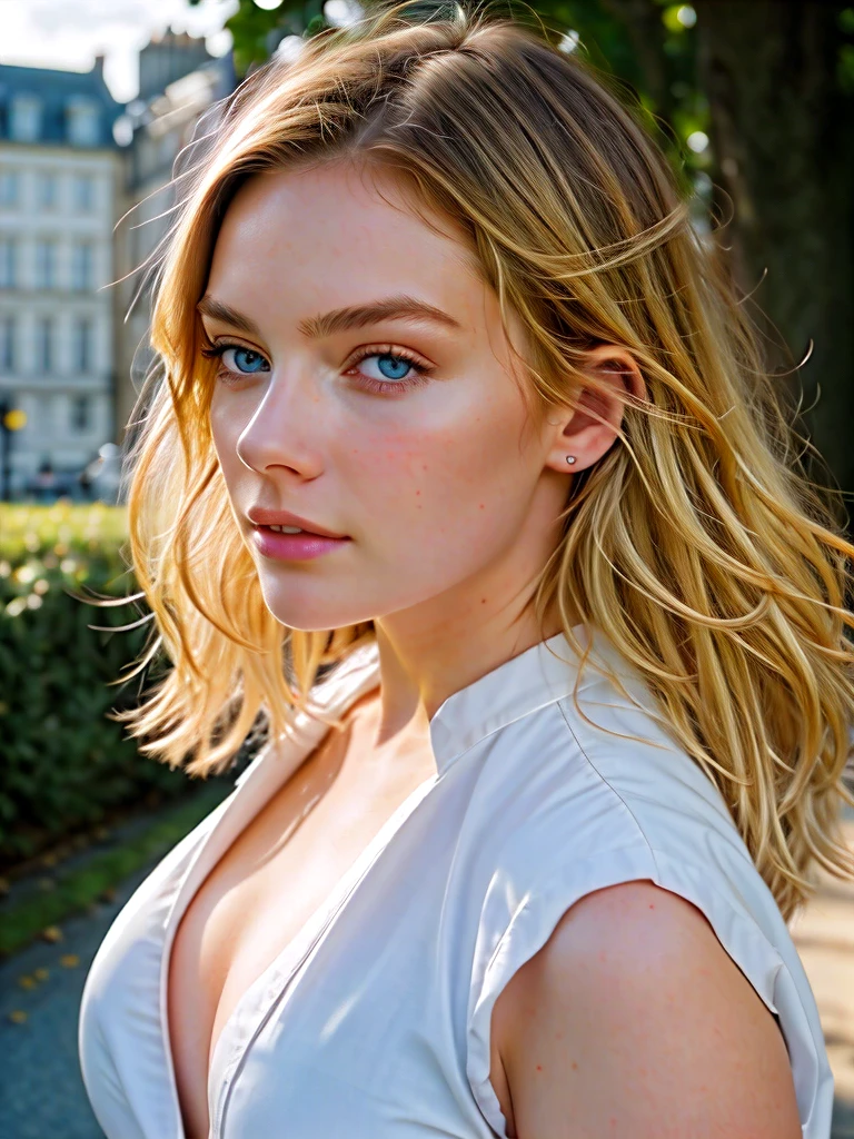 Professional portrait photograph of a beautiful young European woman, blonde hair, blue eyes, elegant silhouette, dressed in contemporary fashion, posing seductively, RAW photo, photorealistic, [:complex details:0.3], best quality, (like a plus size:1.1), (beautiful round-shaped breasts:1.1), (big butt:1.1), wearing white, red, blue modern outfit, 1 girl, graceful body structure, facing the viewer, close-up shot, outdoors, city of London, natural colors, perfect viewpoint, highly detailed, wide-angle lens, hyper-realistic, with dramatic sky, polarizing filter, natural lighting, vivid colors, everything perfectly sharp, HDR, UHD, 8k, photorealistic, hyper-detailed, analog style, detailed skin, soft lighting, underground diffusion, realistic, heavy shadow, masterpiece, best quality, ultra-realistic, golden ratio, complex, high details, analog photography, soft focus, 1 girl, 1 girl, 1 girl, 1 girl, 1 girl.
