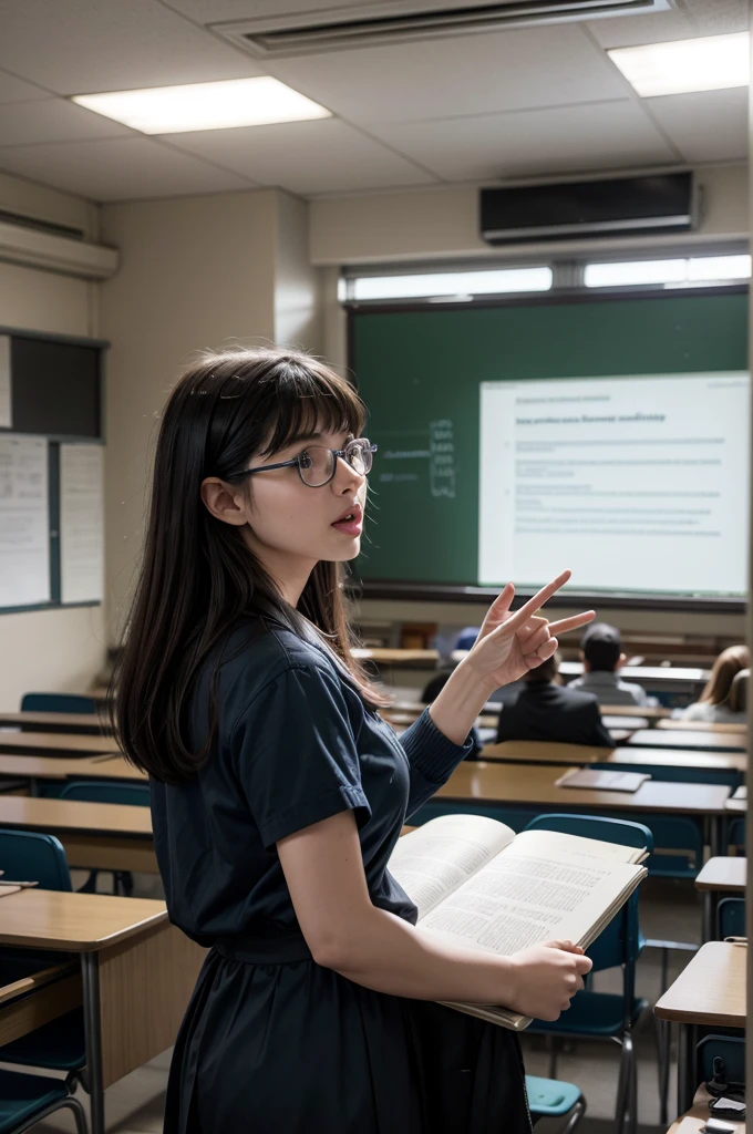 a chemistry professor teaching in a university classroom