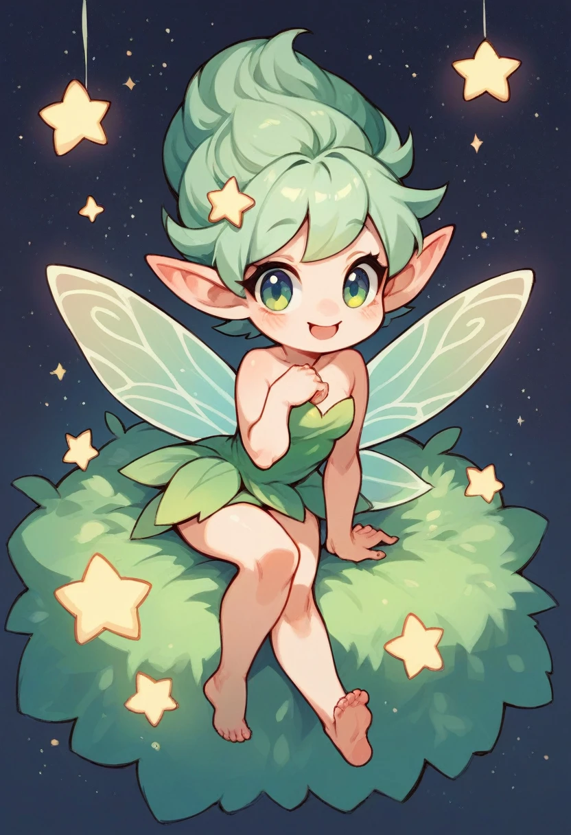 Fairy with short stature and no clothes, naked, party, Fun, in anime style, 2d, 4K