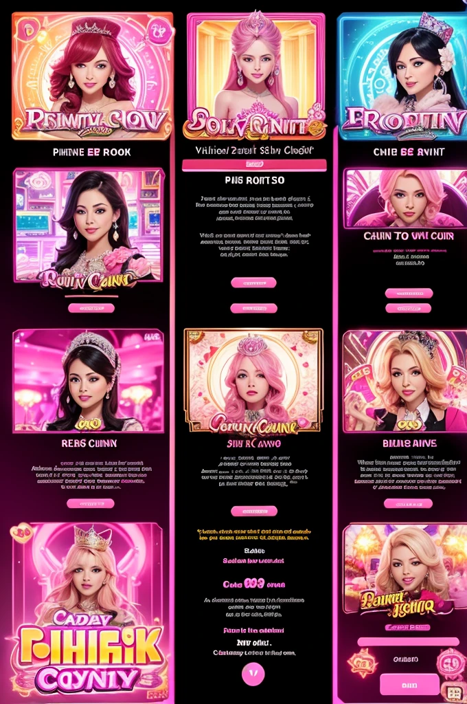 Colorful and beautiful pink casino royalty slots scene