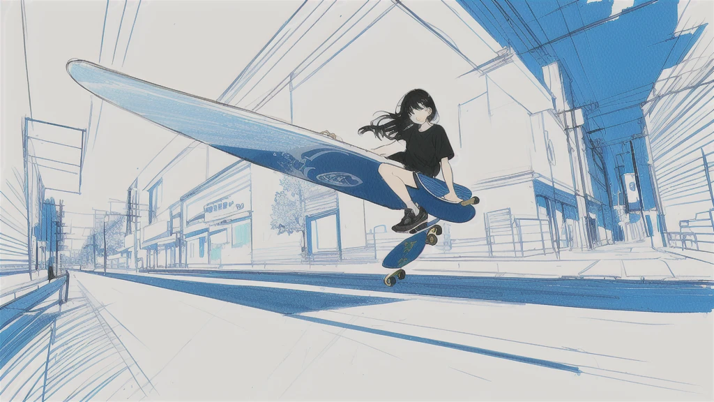 a drawing of a bikini girl riding a skateboard down a street, rough abstract sketch, sketch of a lucid dream, sketch of an ocean in ms paint, rough sketch, scribble sketch, detailed but rough, old sketch, impressionist drawing, sketched 4k, drawn with photoshop, black ink rough sketch, inspired by Matthijs Maris, line sketch, loosely drawn, 