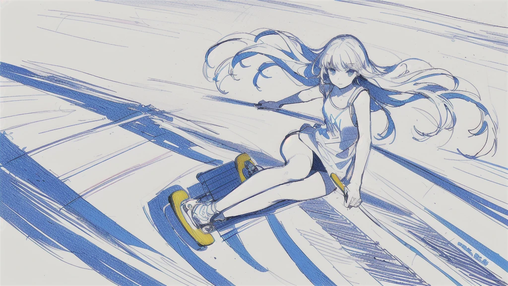 a drawing of a girl riding a skateboard down a street, rough abstract sketch, sketch of a lucid dream, sketch of an ocean in ms paint, rough sketch, scribble sketch, detailed but rough, old sketch, impressionist drawing, sketched 4k, drawn with photoshop, black ink rough sketch, inspired by Matthijs Maris, line sketch, loosely drawn,