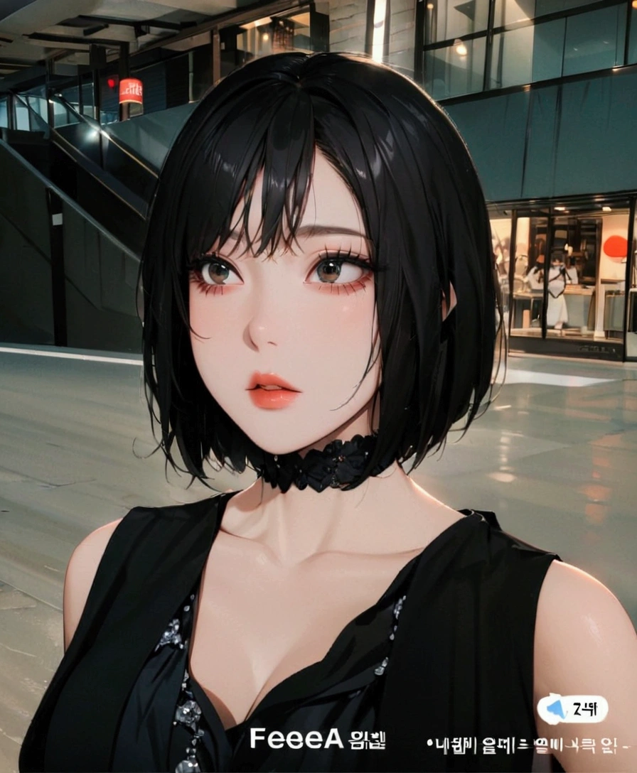 korean woman, pretty, short black hair, large eyes, medium lips, ultra HD quality