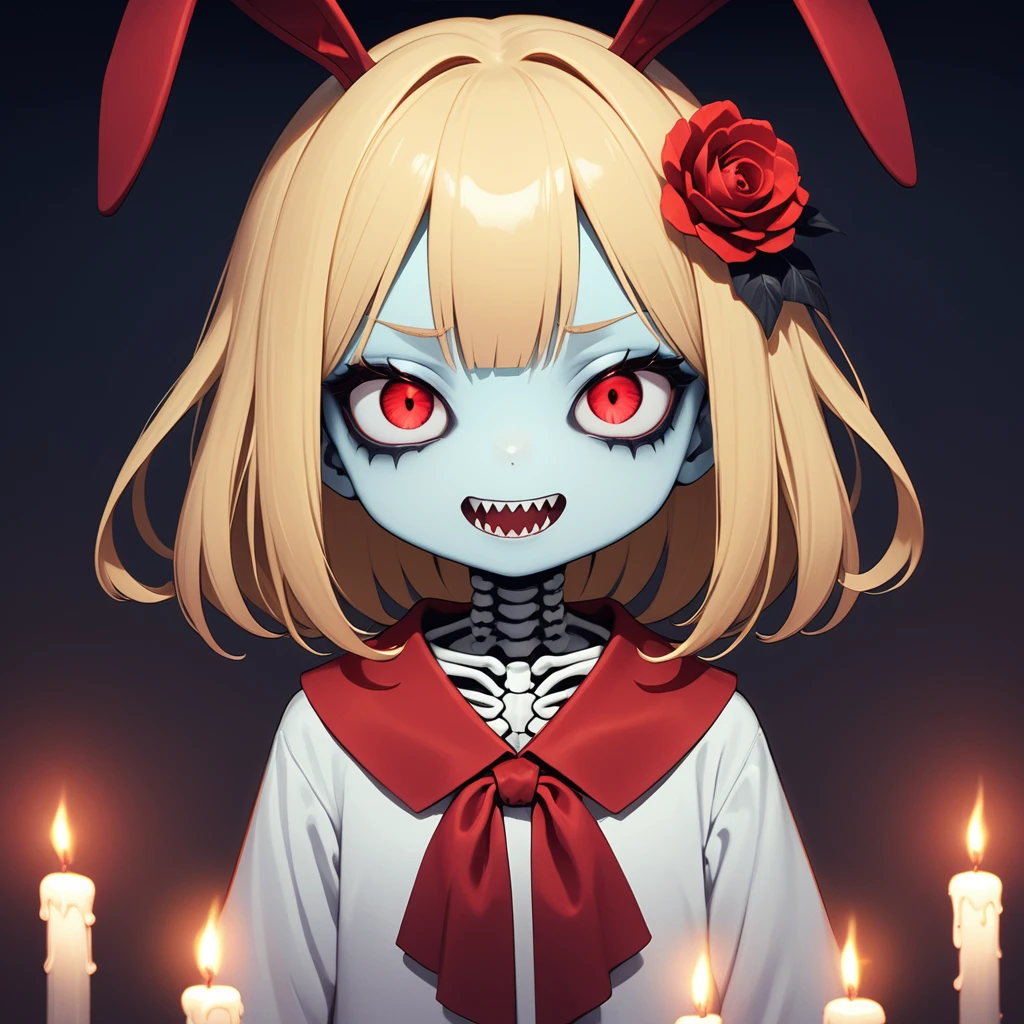 masterpiece, Highest quality, High resolution,(Highest quality,4K,High resolution,masterpiece:1.2),Very detailed,Realistic:1.37,masterpiece, Highest quality, Exquisitely crafted, woman, beautiful, elegant, smile, Blood, iridescent Long Hair, bangs, skirt, shirt, Long sleeve, Frills, shoes, (Red and Black:1.4), flower, spooky, Horror, 頭蓋Bones, Long Hair, Black Hair, Candles, Blood, hair flower, Dead, hair ornaments, Bone, doll, 頭蓋Bone, skeleton, Horror (theme),spooky altar background,Dark fantasy,Red color scheme,Ominous atmosphere,eyeを引く,Storytelling,anatomy,Anime Style,Concept Art,beautiful細部までこだわった顔と (((赤いeye ))),A terrifying ritual ,Satanic Ritual,Premature death,Misconduct,クレイジーなsmile,Scythe Face,Girl Monster, beautiful, Delicate facial features, 鋭いeye, Sharp Fangs, 青White skin, blonde,robot,Cursed Painting, Dark Background, Cinema Lighting, Dramatic Shadows, Gothic style, Gloomy atmosphere, Dark fantasy, One Girl, , Please open your mouth wide, Open your mouth and baring your teeth,Sharp teeth like a beast, Wide lips, very wide mouth, Vermilion cheeks, ,(Bloodしぶき:1.4),Scary smile, smile,Fallen angel design, ねじれたsmile、Bloodまみれの、頭からの出Blood,、Bloodしぶき、,(Bloodしぶき:1.4),Crossbones, 頭蓋Bone,Horror 一人の男の子, Cream colored hair, Gray Hair, Pearly hair, nice boy, Bunny ears, Loose-fitting clothing, Larger clothes, dark red eye, eyeの下のたるみ, dark circles under eye, やみcute, Fluffy hair, Voluminous Hair, skinny, slim, very skinny, Androgynous, cute, spooky, short hair, Horror, Faded colors, White skin, spooky, Unnaturally thin, I&#39;m hungry, eye, eye in background, sharp eye, Long eyelashes, Under the eyelashes, Loose shorts, レースshirt, Frillsshirt, Tie the ribbon&#39;head, Detailed clothing, A loose cardigan, Open cardigan, 滴るBlood, that&#39;terrible, nightmare, Haunted, stitch, patchwork, string, Injury, hell, Injury on arms, self-harm, cut, Black Fingers, factory, Abandoned, A dismembered ghost,Many heads,Many heads,Lots of faces,Multiple faces,Multiple Girls,Frolicking Girl,複数のwoman,tea ,クレイジーなsmile,look up,Face shot,Scythe Face,Girl Monster, slave,beautiful, Detailed portrait, Delicate facial features, 鋭いeye, Sharp Fangs, 青White skin, Thick chain, Dark Background, Cinema Lighting, Dramatic Shadows, Gothic style, Gloomy atmosphere, Dark fantasy, One Girl, , Please open your mouth wide, Open your mouth and baring your teeth,Sharp teeth like a beast, Wide lips, very wide mouth, Vermilion cheeks, ,(Bloodしぶき:1.6),Scary face, Laughter　Witch design, ねじれたsmile、Bloodまみれの、頭からの出Blood,,、Bloodしぶき、,(Bloodしぶき:1.6),Crossbones, 頭蓋Bone,　, Horrorスタイル, ((Fantasy Witch Costume)), ((Flowing white hair)), ,(Bloodしぶき:1.6),womanの曲線, Large Breasts, Thick thighs, Sexy flat stomach, Perfect hands, Perfect anime face, ((dark lolita dress)), Are standing, ((邪悪なsmile)), ,(Bloodしぶき:1.6),Victorian cities, gaslight, Steam circulates, Moonlight Illumination, night lighting, A sky filled with stars and galaxies,disaster々new devil horns,,(Bloodしぶき:1.6),アニメゾンビWitch design, ねじれたsmile、Bloodまみれの、頭からの出Blood,,、Bloodしぶき、,(Bloodしぶき:1.6),Crossbones, 頭蓋Bone,,Photo Background,Wide Shot,Scythe Face,Girl Monster, slave,beautiful, Detailed portrait, Delicate facial features, 鋭いeye, Sharp Fangs, 青White skin, Thick chain, Dark Background, Cinema Lighting, Dramatic Shadows, Gothic style, Gloomy atmosphere, Dark fantasy, One Girl, , Please open your mouth wide, Open your mouth and baring your teeth,Sharp teeth like a beast, Wide lips, very wide mouth, Vermilion cheeks, ,(Bloodしぶき:1.6),Scary face, Laughter　Witch design, ねじれたsmile、Bloodまみれの、頭からの出Blood,,、Bloodしぶき、,(Bloodしぶき:1.6),Crossbones, 頭蓋Bone,　, Horrorスタイル,