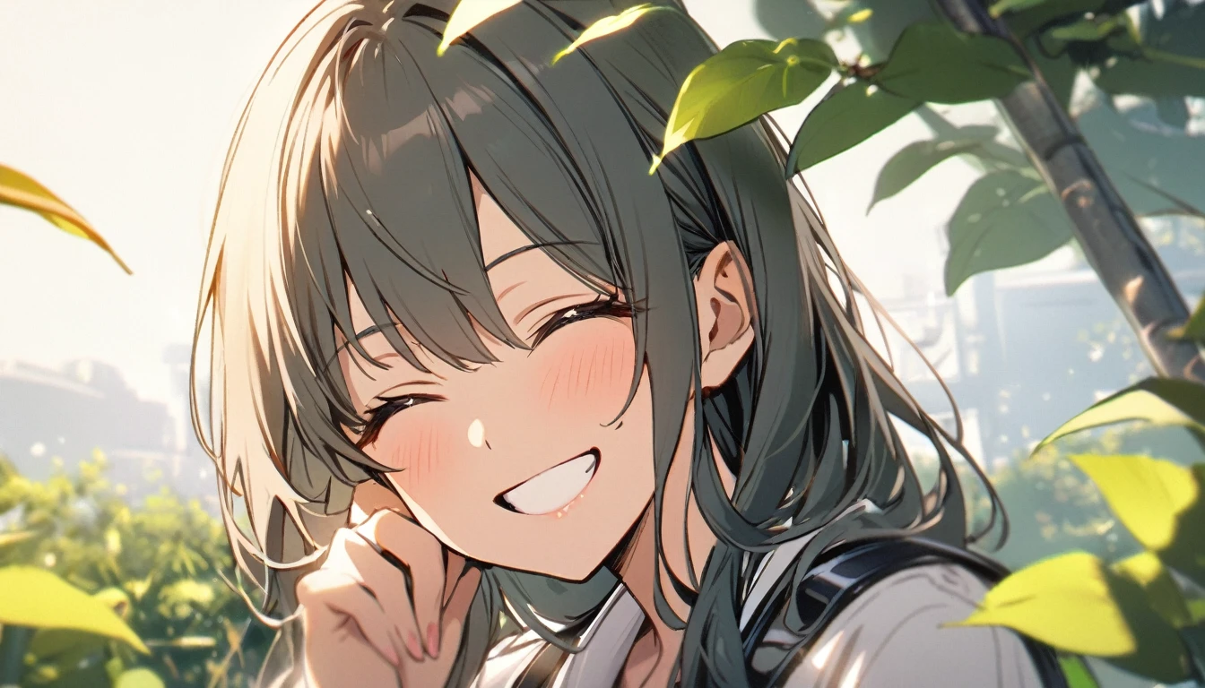 1 girl, smile