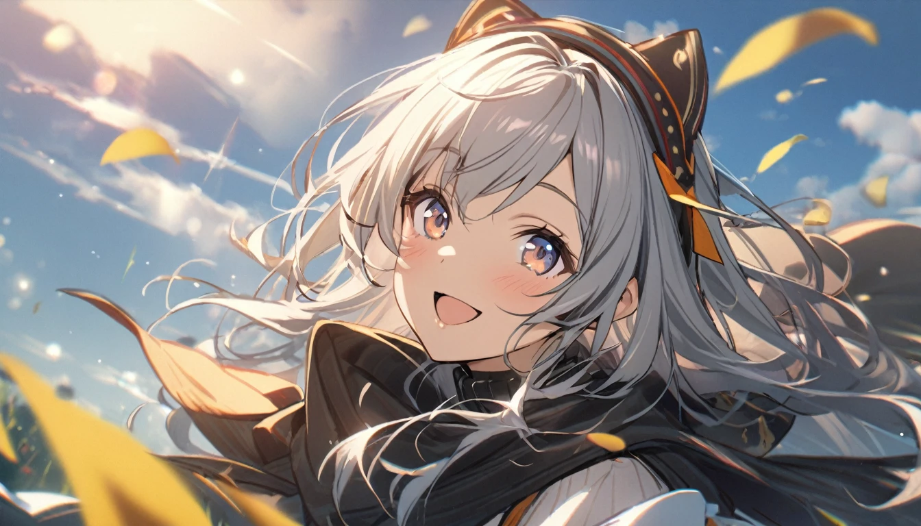 1 girl, smile