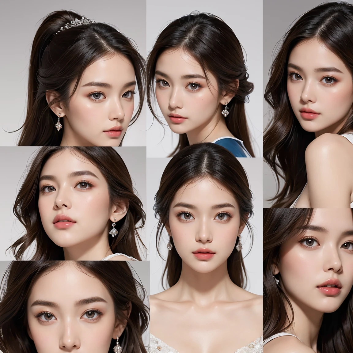 (masterpiece, highest quality), ultra detailed, high resolution, 16k, the most beautiful face in the world, highly detailed beautiful face and eyes, shiny skin, fine cloth texture, perfect anatomy, BREAK, (the incarnation of beauty:1.3), (goddess of beauty:1.3), (gorgeous and stunning princess:1.3), perfect make-up, deeply in love, full of elegance. (three view drawing, front and back and side, character sheet:1.3)
