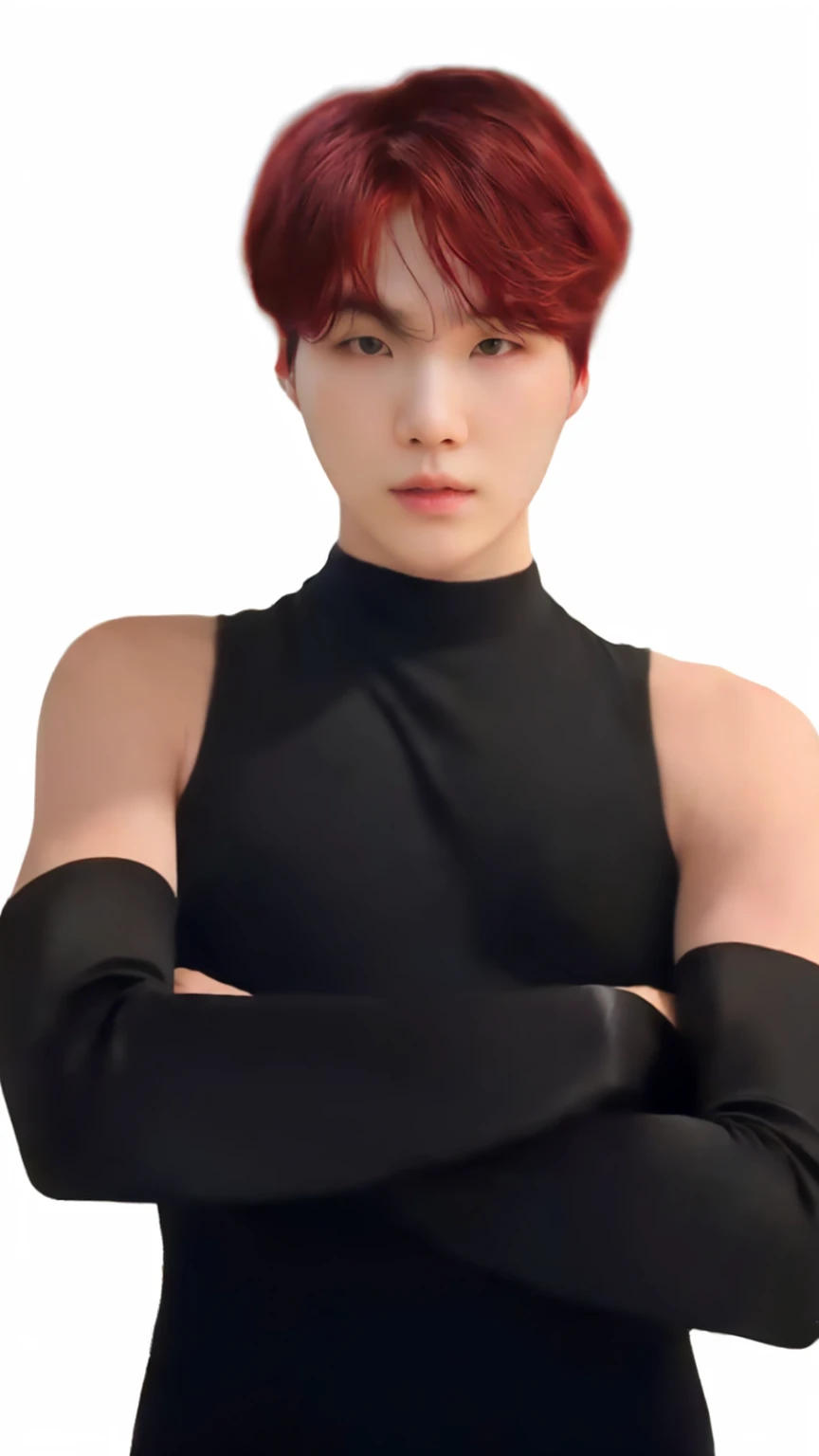 there is a man with red hair and black gloves posing, asian man, yoongi, beautiful japanese boy, min yoongi, Sugar, bts, south korean man, min yoongi, korean artist, adorable and pale korean face, handsome androgynous prince, lean face, Bblack hair