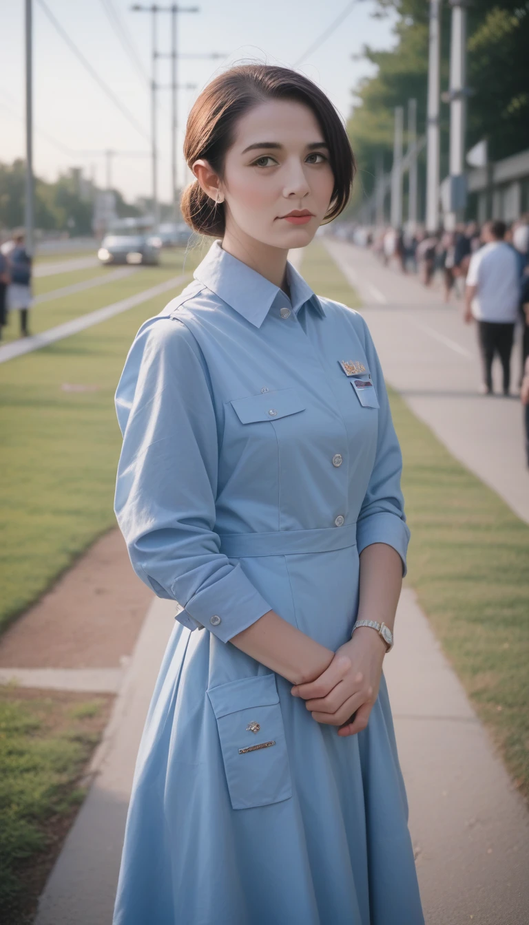 best quality,(RAW photos:1.2),(masterpiece:1.4),(Reality:1.4),(high resolution:1.4), 1 Girl, Depth of Field, Airline stewardess, Complex details,8K, Extremely detailed, Perfect lighting, Epic Background