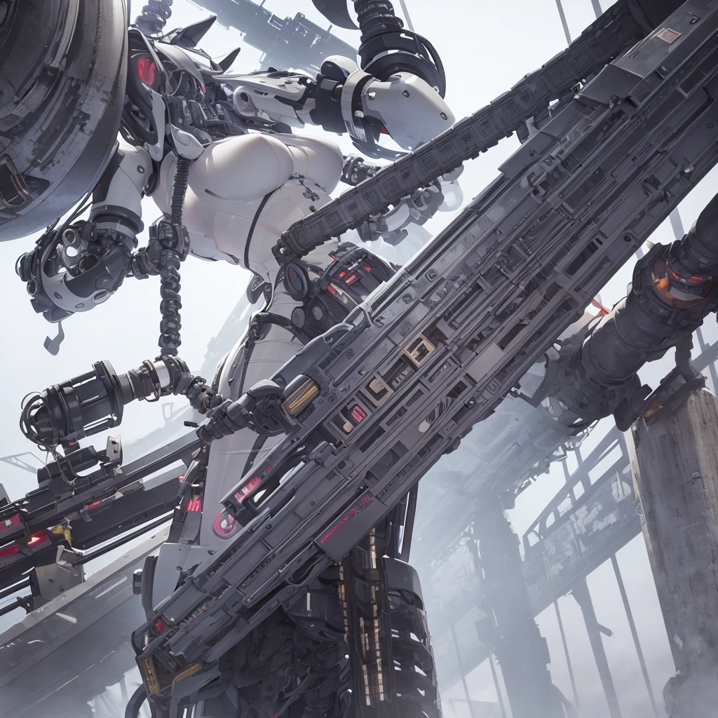NSFW, sexly, erotic, Ultra-high resolution and high quality images、A female android dressed in a maid outfit has an overwhelming number of mechanical arms, like the Thousand-Armed Kannon statue.、Take dynamic poses、Please create an image that looks like it is drawn from a diagonal angle looking up.。The background is completely filled with these countless arms.、His arms are blocking my view。Emphasizing the complex mechanical structure of each arm、Draw detailed and delicate lines。In an abandoned industrial environment、A futuristic and highly technological backdrop highlighting the android's powerful and dramatic presence、Please express a scene with an overwhelming number of arms outstretched.。 In a dynamic pose、Angle that can be seen from diagonally below。 --Highly detailed, --vivid colors, --dynamic pose, --sharp focus, --dramatic lighting, --realistic anatomy, --high_quality, --ultra_detail, --intricate_design, --extremely_detailed, --hyper_realistic, --zenith, --manupulator fingers, --dystopia, Thousand arms, Oblique angle, --sexly