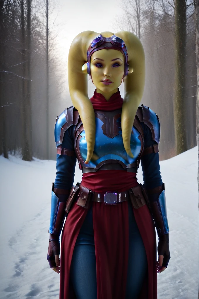 a ((fall body)) hera syndulla
((female twi'lek ))mandalorian,walking on snow fire, beautiful detailed eyes, beautiful detailed lips, extremely detailed face, long eyelashes, mandalorian armor, sci-fi, cinematic lighting, dramatic, epic, intricate details, hyper-realistic, 8k, high-quality, photorealistic