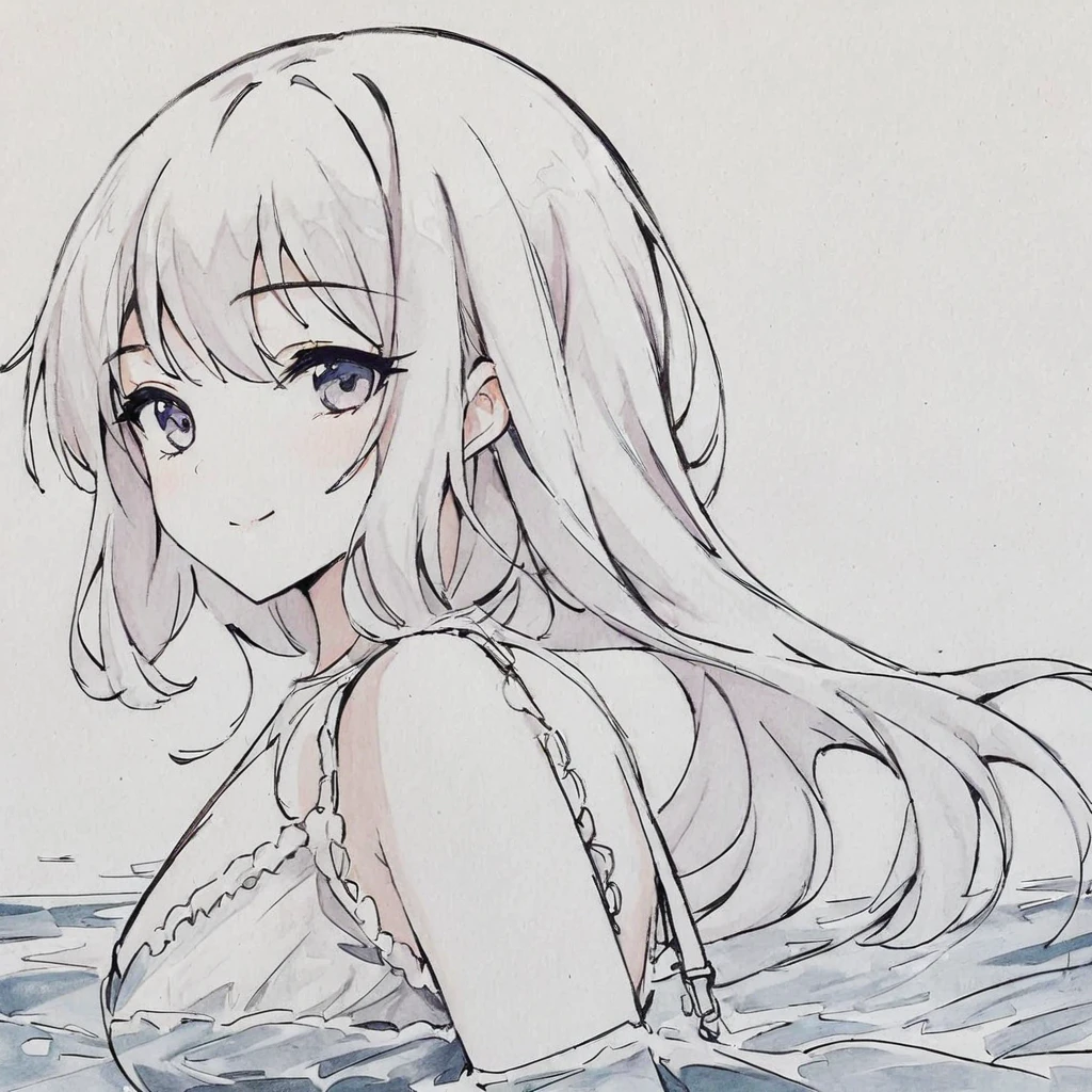 sketchnime, (masterpiece, best quality:1.2), 1girl, solo, perfectly detailed art, dancing on water waves