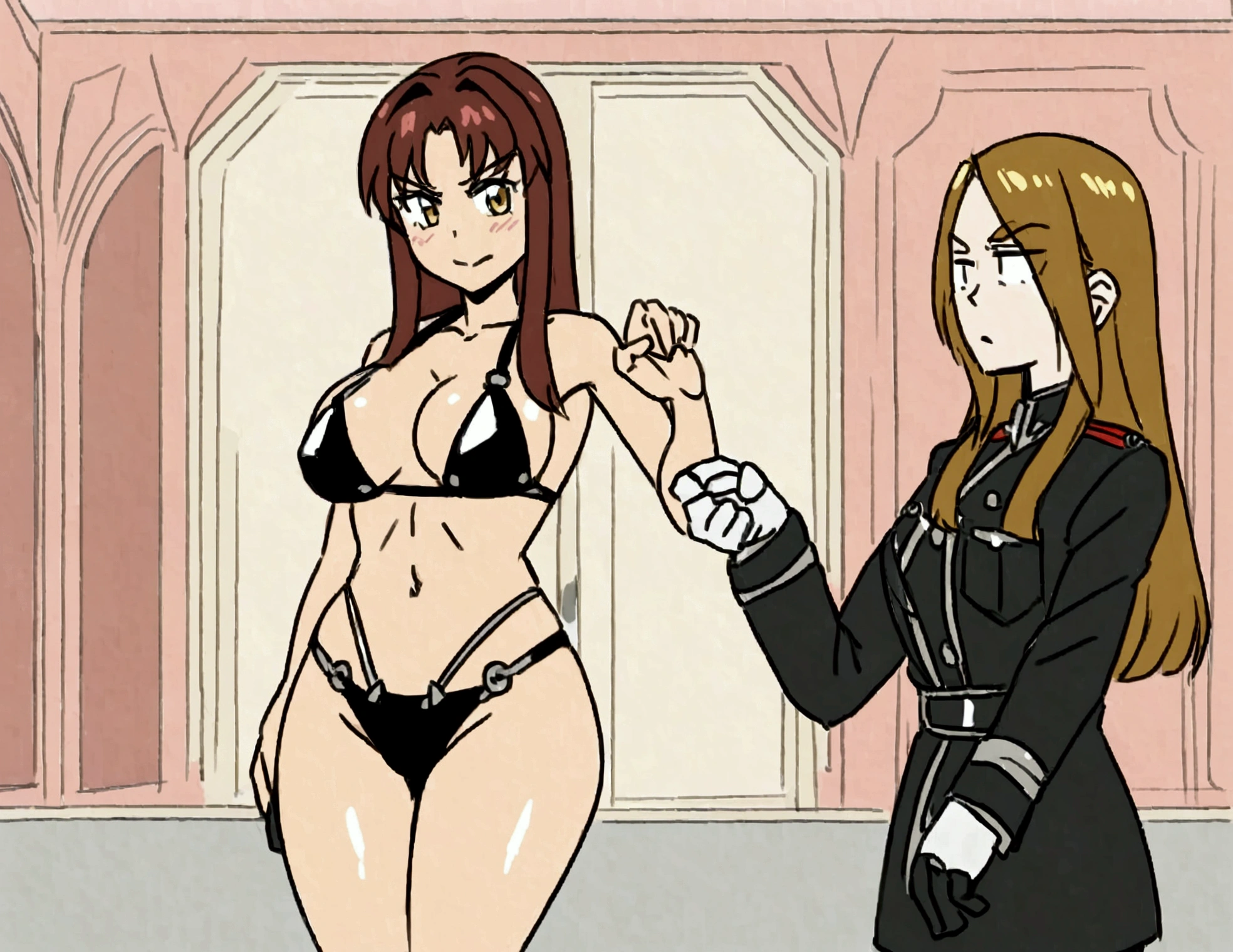 (Lexa Doig, age 25, metal slave bikini) is in the real life movie of anime Keijo!!!!!!!, she is dueling with sexy women by bumping butts and breasts
