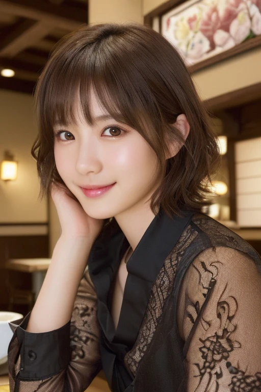 (1 ultra cute japanese girl:2.0),(full body shot, 12 years old, short Brown hair, ultra beautiful skin, ultra slender figure, lacy shirt, sitting in italian cafe, beautiful charming dropped eyes, lovely smiling, extremely detailed beautiful face, natural makeup:1.75), (best quality,4k,8k,highres,masterpiece:1.2),ultra-detailed,realistic,photorealistic,photo-realistic, HDR, UHD, studio lighting, ultra-fine painting, sharp focus, physically-based rendering, extreme detail description, professional, vibrant colors, intricate details, soft lighting, realistic textures