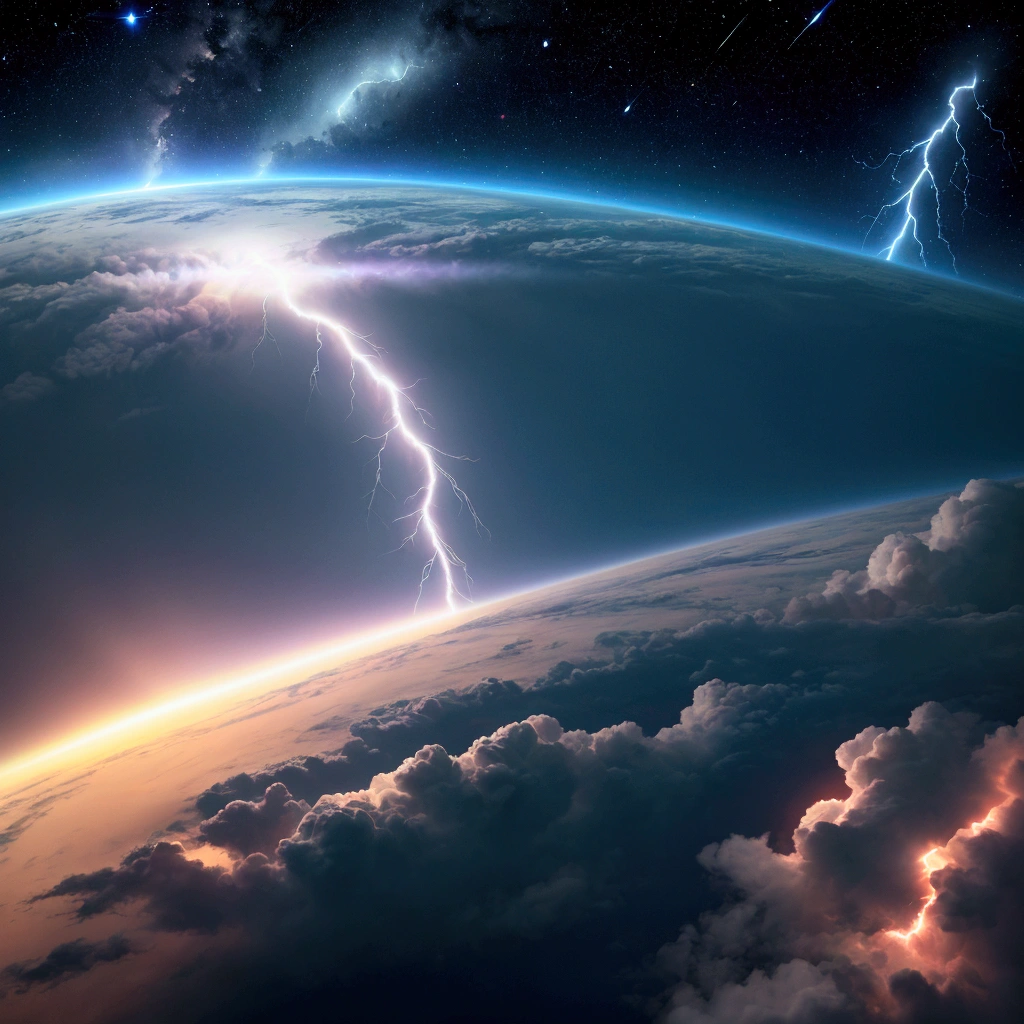 lightning in space, best image ever, highest resolution ever, most detail ever, best quality ever, sharpest image