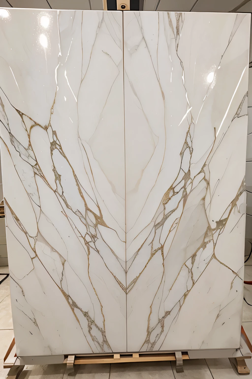 white marble tile. Frontal