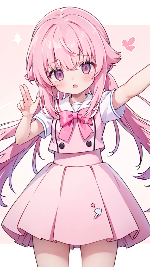 1girl,pink hair, pink eyes with love, detailed eyes, straight hair, straight bangs, shiny hair,
,red bowtie,purple skirt,purple shirt,pleated skirt,short sleeves,looking at viewer, high-definition,masterpiece,best quality, masterpiece, best quality, high resolution, aabeta, double, white simple background, standing, slim waist, cute, sailor uniform, super close up selfie, hugging a white cat (PastelColors: 1.3)