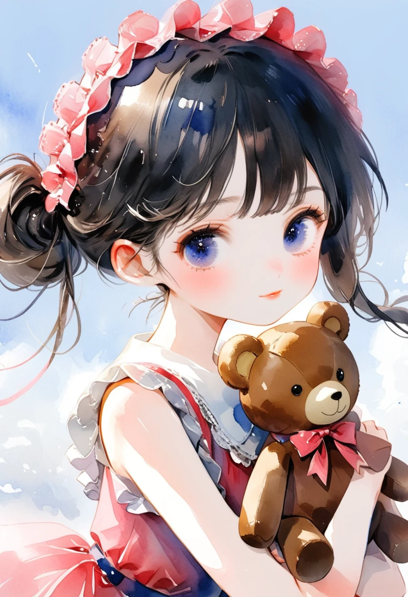 Girl with teddy bear in her arms, Soft anime illustration, Kawaii realistic portrait, Anime style portrait, made with anime painter studio, Digital anime illustration, in an anime style, Anime art style, Anime style illustration, In anime style, drawn in anime painter studio, Anime moe art style, Anime art style, Cute anime style, Cute anime girl