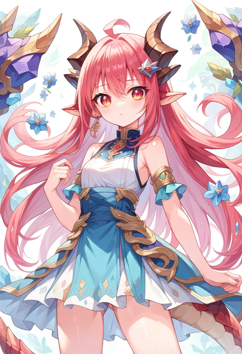 masterpiece, best quality, extremely detailed,anime, Girl, dragon girl, ((gradation hair)), dragon horns, composition that emphasizes the hair,