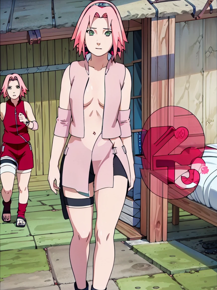 Sakura Haruno nude,wide hips,abdomen,sexy ,In the house,NSTDA,(( naked,Removingเสื้อ,full body,Take off your clothes., Removing, in the room,open shirt,nipple))