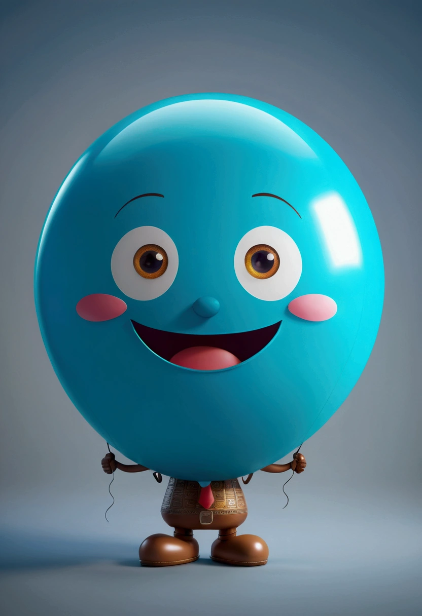 round balloon-like character with friendly look