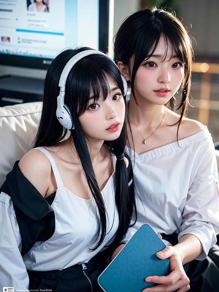 40-year-old Japanese woman、Black Hair、Hair is very short、Twin tails、Hatsune Miku Costume、Headphones、Flat Chest、Realistic photos、Realistic、8K quality、expensive、No bangs、Photo book cover、High resolution, Highest quality, Anatomically correct, Winner of numerous awards, Ultra high definition, 「Hatsune Ako」Character