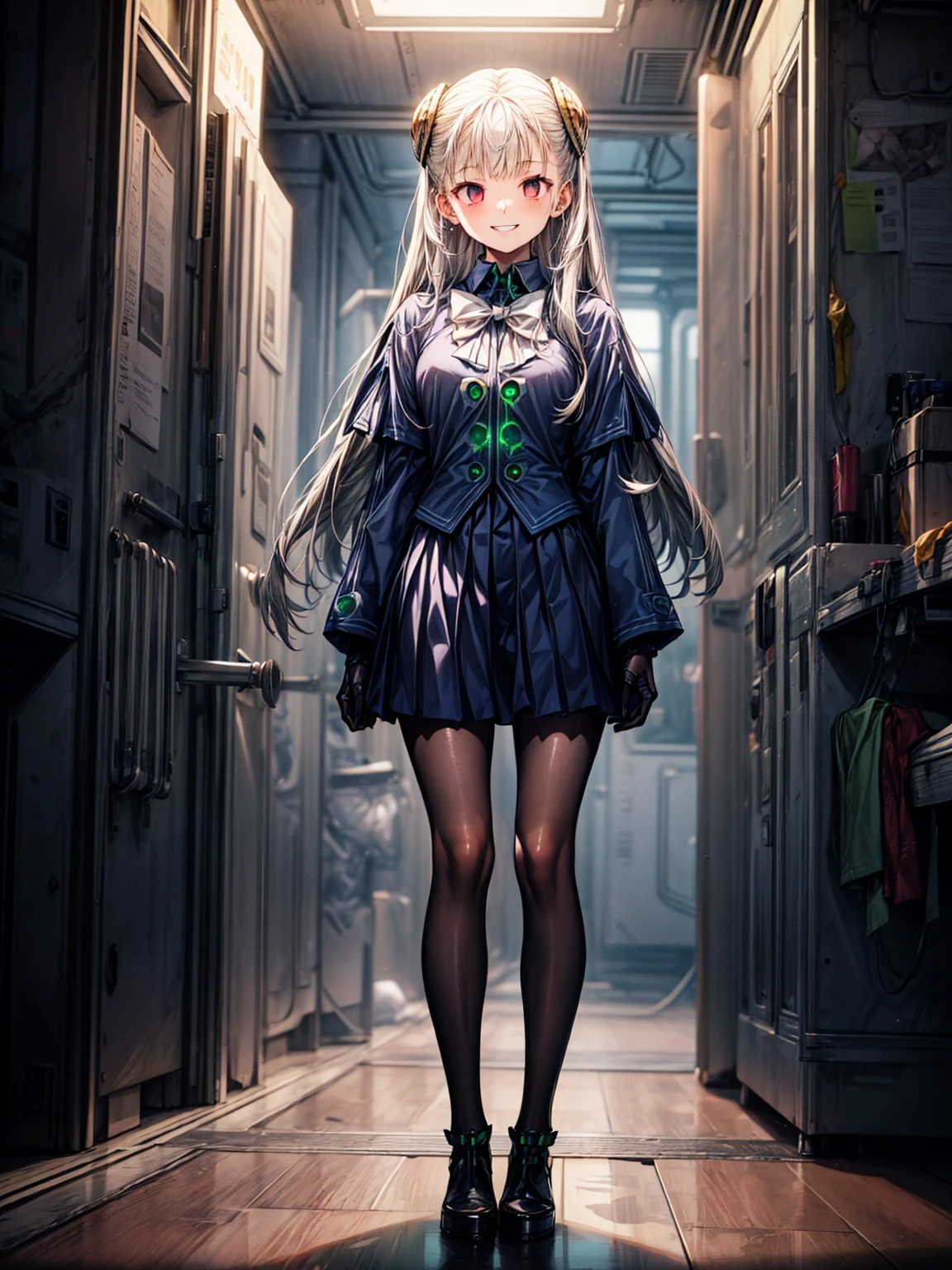 (masterpiece、Highest quality、High resolution)、(Inside the futuristic base:1.6),1 Girl、alone、Ingrid、Hair Pod、gloves、skirt、pantyhose、bow、dress、 eye、(Wicked Smile:1.4)、Anime Style、Evil Bosses、Trampling、Ezvian everywhere,,empty eyes,Mind Control Devices, Temporarily stops, Obedient_Temporarily stop, (Enamel Collar:1.4)、full body,