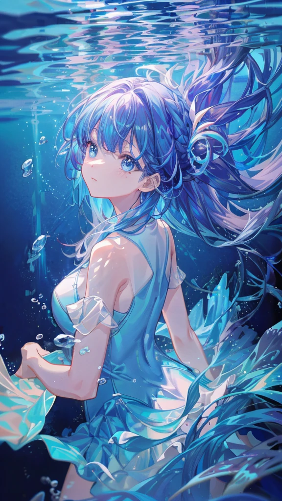 (Masseter Film、Highest quality、8k,、Detailed face and eyes、wonderful)、whole body、girl、seabed环境、Soft sunlight、Colorful tropical fish、Large sea turtle、Underwater Scene、aquatic environment、deep Underwater Scene、Underwater sea、water scenery、seabed, water scenery、Underwater background、Light in the water、Underwater Scenery、Reef、珊瑚seabed、Reef、swim、(Gradient Hair:1.5)、Sailor suit