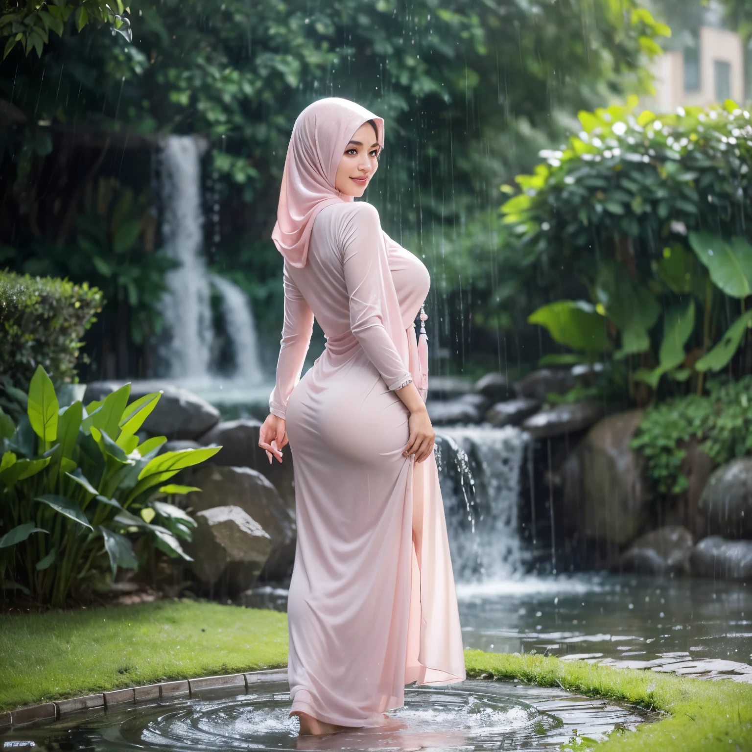 best quality)) ((masterpiece)), intricate detail, ((almost )), sharp focus, professional, realistic, real life, hyperreal, photorealistic, fine detail, best quality, very Detailed CG unity 8k, see through dress, tight outfit , huge breasts burst out, tight dress, thin dress , perfect body , transparent body, see through body , realistic body, realistic breast , naked full body, hijab girl, realistic full body , see through body realistic , real fullbody texture skin, realistic huge breasts , naked body realistic, transparent thighs ,perfect body , realistic naked perfect body, big breast , realistic transparent full body , realistic transparent body skin texture