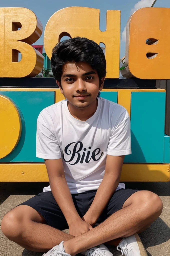 Create a imege In which a boy is sitting on the Instagram logo, and the name Shivam is written behind him.