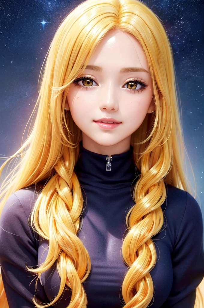 nsfw,masterpiece、highest quality、High resolution、high quality images、8K, 1 female、skin luster、skin texture、Expression of fine eyes、(Shiny bright golden hair:1.8),Girl with long braided hair, realism, Detailed manga style, manga art style, perfect line drawing, beautiful line drawing, digital manga art girl, (beautiful golden eyes:1.5), Clear, beautiful eyes、plump lips, Detailed gorgeous face, (cute smile), charm, Front view, (perfectly detailed face), (fine hands) 、photorealistic images, Depth of written boundary, Princess hairstyle, Princess、Corolla on the head , face forward , night sky , night view ,beautiful starry sky , romanticism、(Princess' gorgeous golden dress:1.5)、(medium breasts:1.5)、smile、blush、princess tiara、Fluffy blonde、Gorgeous blue sparkling earrings、Gorgeous gold bracelet、Gorgeous gold anklets、(Gorgeous gold thin nipple rings:1.3)、Palace balcony、Nadia: The Secret of Blue Water Necklace、(oblong face:1.5)、(Sparkling Glitter:1.2)、Cover your forehead with bangs、Bangs between the eyes、(full body:1.6)、(standing:1.3)、(portrait:1.0)、The chest is also visible