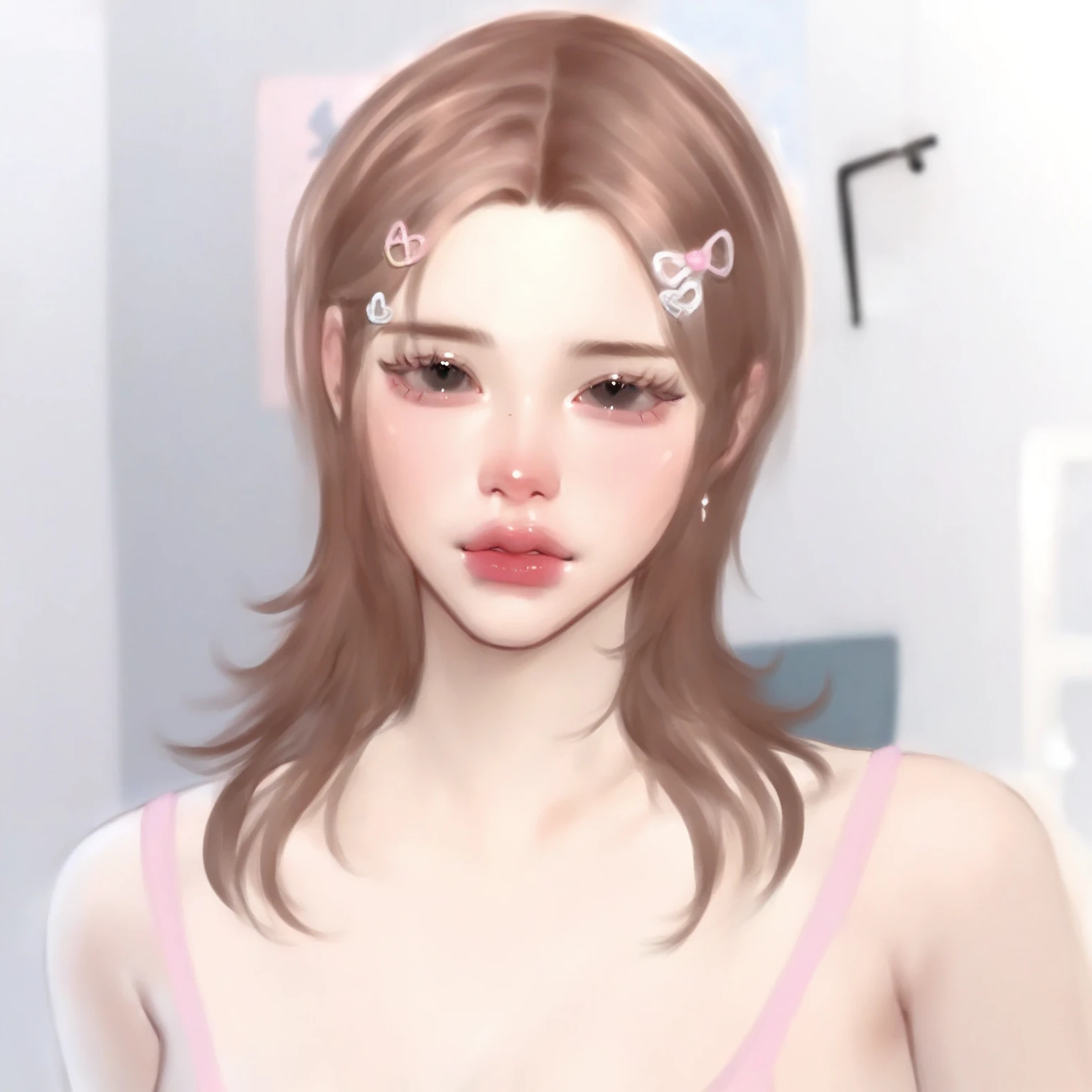 score_9, score_8_up, score_7_up, puririkaaa_style, close-up, portrait, black eyes, 1girl, solo, looking at viewer