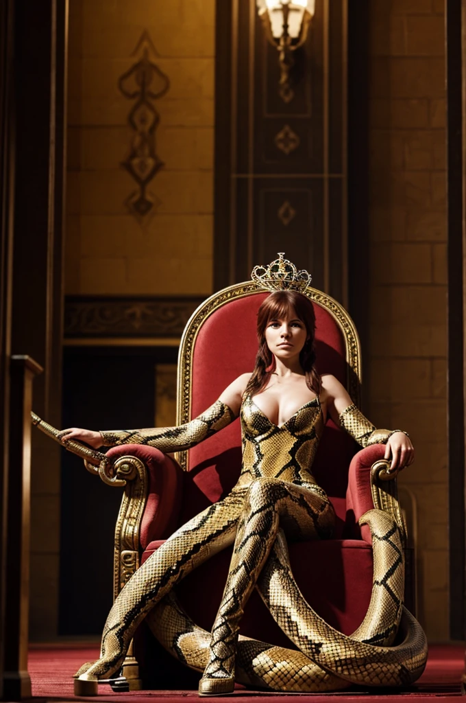 generates the character diane the snake of the 7 deadly sins sitting on a throne