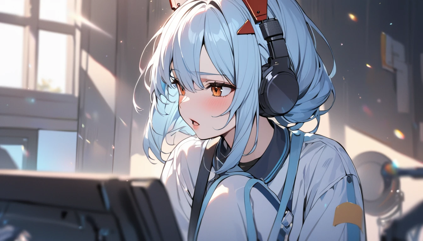 masterpiece, Awesome girl, Pale pink lips, Light blue hair,Ayanami Rei,Feeling like singing,ClothesCool Clothes,It's about to start moving,The background is amazing,Rei Ayanami,No exposure,(Highest quality:1.2),One girl,High resolution,Live feeling,Mike stand,Sense of presence,Uplifting,Good to sing,Divine