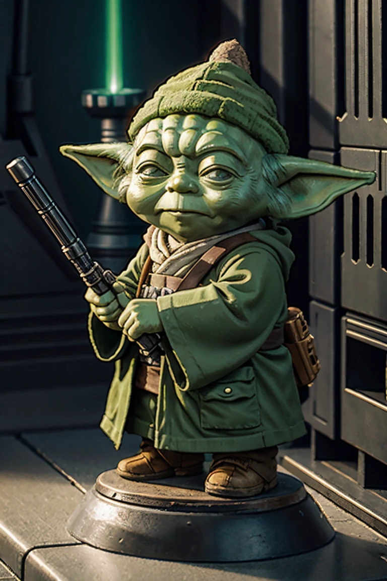 short yoda gnome in the style of star wars