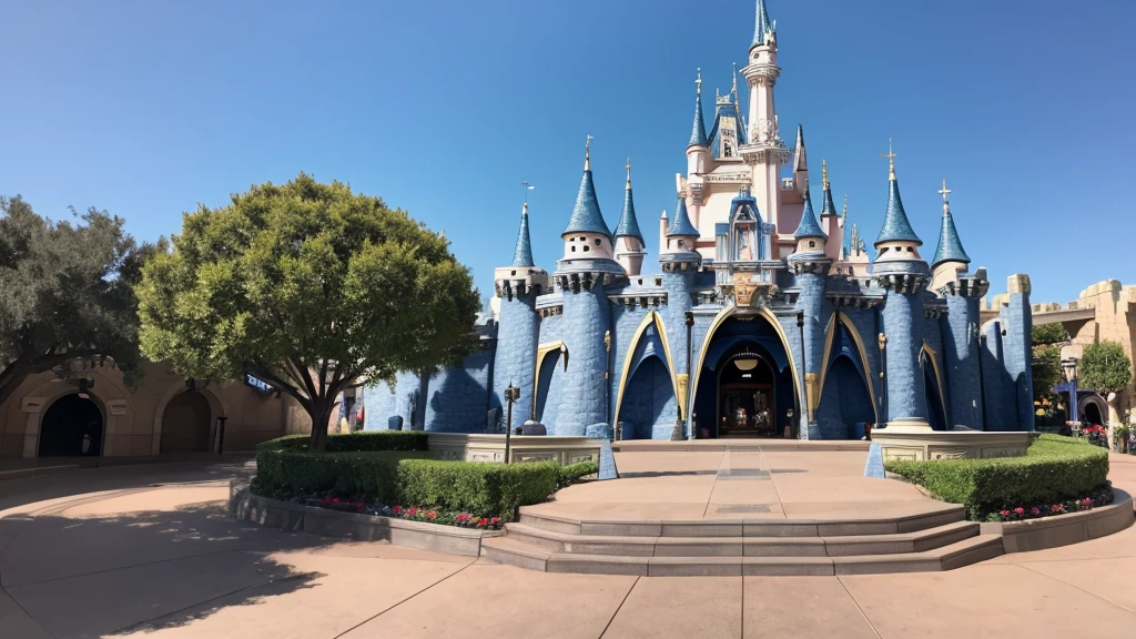 An empty outdoor stage at Disneyland during the day