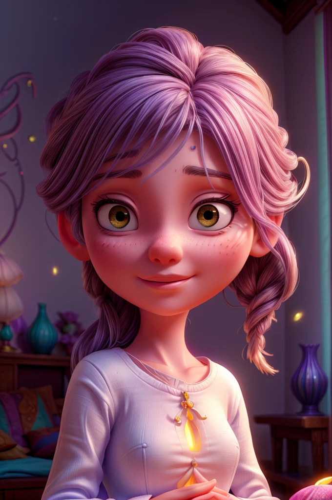 a woman meditating in her room, fluorescent energy around her face, beings of light flying in her room, serene expression, mystical energy, colorful and magical environment, (best quality,4k,8k,highres,masterpiece:1.2),ultra-detailed,(realistic,photorealistic,photo-realistic:1.37),beautiful detailed eyes,beautiful detailed lips,extremely detailed eyes and face,long eyelashes,1woman,meditation,fluorescent aura,spiritual beings,serene face,mystical energy,colorful,magical interior,glowing light,ethereal,dreamy,atmospheric
