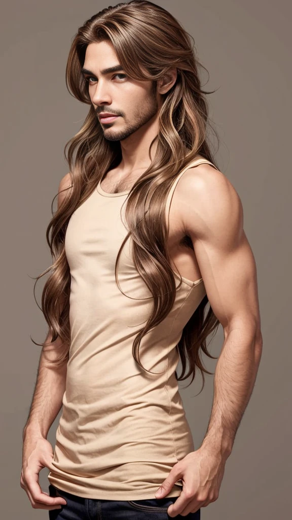 Homen light brown, tall slim WAVY hair 