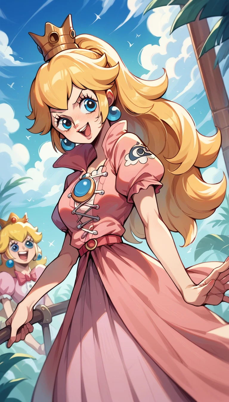 Imagine Princess Peach if she were a pirate from the One Piece anime