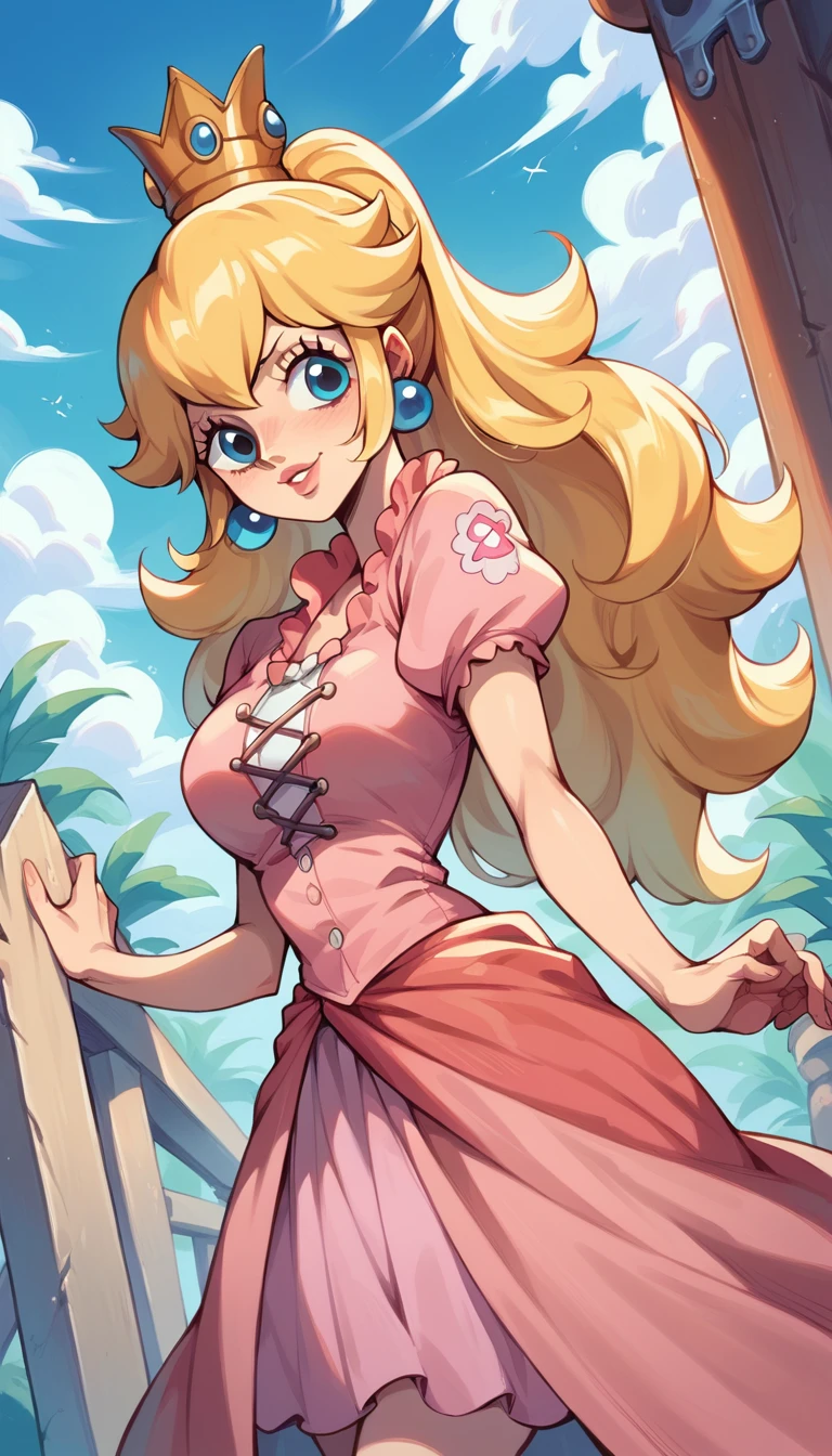 Imagine Princess Peach if she were a pirate from the One Piece anime