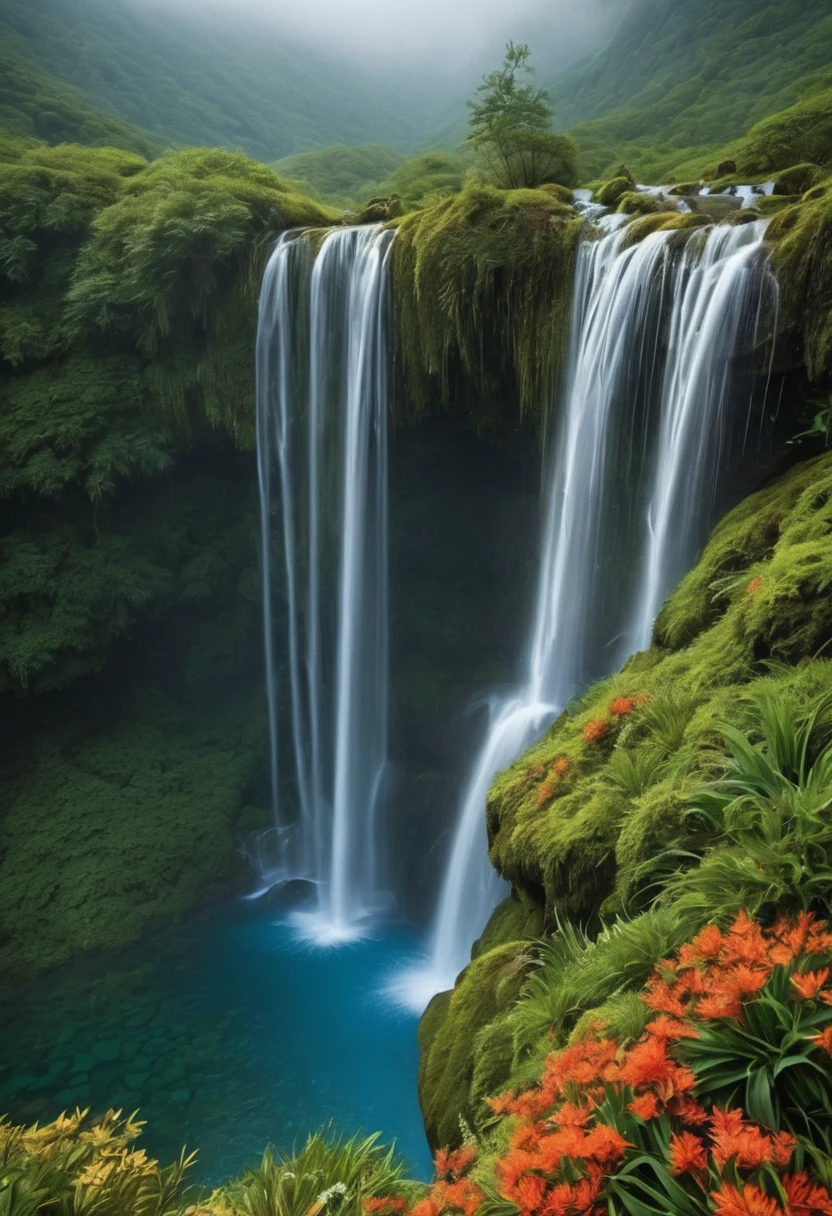 Imagine you are a droplet of water, journeying through Earth's most breathtaking sights. Start in a pristine mountain stream, cascading over moss-covered rocks. Flow through lush valleys where deer drink and wildflowers bloom. Merge into a mighty river, gliding past ancient forests and vibrant cities. Drift through serene lakes, reflecting the sky and mountains. Witness the grandeur of waterfalls, where rainbows dance in the mist. Dive into ocean depths, exploring colorful coral reefs teeming with life. Rise to the sky as part of a majestic cloud, drifting over stunning landscapes. Fall back to Earth as gentle rain, nourishing the soil and bringing life to everything it touches. Describe these experiences with vivid and poetic language."

