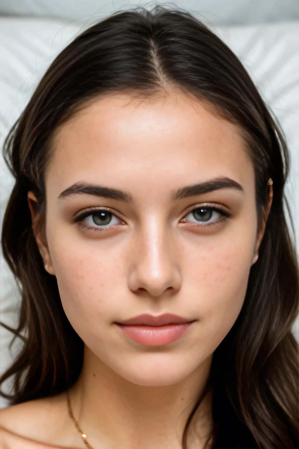 (portrait photo) of 25 years old girl, ((lying on bed, wrists tied with a rope to the bed)), empty room, looking at camera, sad, hyper-realistic skin, pores and freckles, (she has sand brunette hair, long, messy),((blue eyes)), her hair is pulled back over her ear, (naked, busty), healthy sun-kissed skin, blushing, she's in dark with natural light glow, radiant skin , sultry, tantalizing, perfectly framed face, perfect relaxed hands, perfect fingers, nail polish, p (perfect portrait, incredible eyes:1.1), a work of art, beautiful composition, golden ratio, playful pleasure joy, inspiring, (highest quality fabric texture), every detail,Fine facial features – (Highest Quality) ,Leica camera film, High quality ○○ detailed – ○○ details ultra detailed(Ultra-fine ), Photorealistic, Extremely detailed(Extremely detailed) , (highest detail image, lens flare, realistic)○○ res – ○○ resolution ultra high res(A high resolution),playfully sexy and relaxed photos ((best quality)), ((masterpiece)), (detailed), perfect face, (close up face and breast)