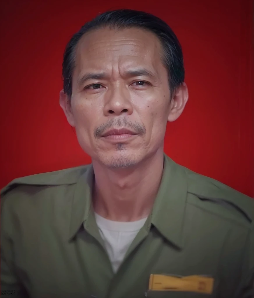 a realistis indonesian man face age 45 years wear a green suit,ultra hd 8k